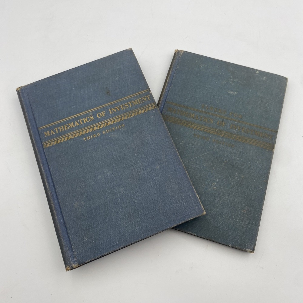 Vtg Set of 2 Mathematics of Investment + Tables by William L. Hart HC 1946